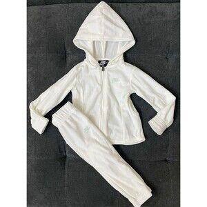 Nike 24M Baby Velour Jogging Tracksuit Off White with Mint Green Logo Full Zip